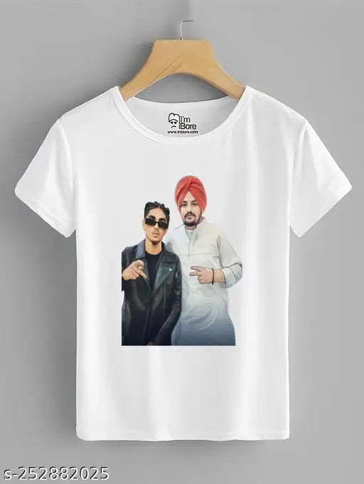 MC Stan Sidhu Moose Wala printed polyester t-shirt, short sleeves, Indian hip hop design