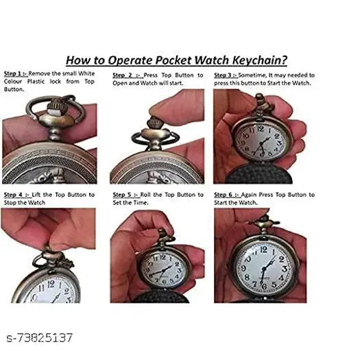 White round dial antique pocket watch keychain with spider face design, features precise quartz movement and retro case. Perfect accessory for formal or casual dressing