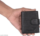 Free size men's tri-fold artificial leather wallet, 2 compartments, textured pattern, durable lining, 3 credit card slots, 1 secret compartment, 2 currency compartments. Stylish and sophisticated accessory for any occasion
