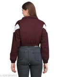 Polyester colorblocked women's winter bomber jacket with mesh interior, perfect for chilly days