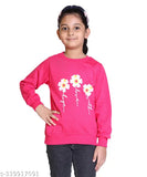 Wool printed round neck sweatshirt for girls, featuring long sleeves in sizes 3-4, 4-5, and more