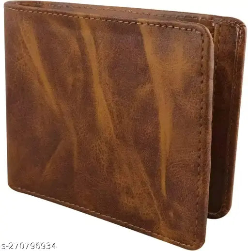Trendy Zhermack PU Leather wallet, faux leather accessory with 2 zip compartments, 5 card slots, and coin pocket. Classic design, hand-stitched, dyed, and aged. Solid pattern, free size (11x9 cm). Affordable quality. Made in India
