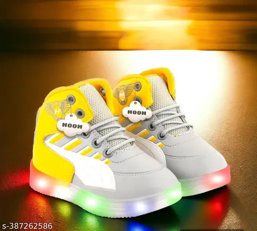 Quality LED lighting shoes for kids: Breathable cotton blend with adjustable velcro closure, ideal for night outings, made in India (12-18M, 18-24M, 2-2.5Y, 2.5-3Y, 3-3.5Y, 3.5-4Y, 4-4.5Y, 4.5-5Y)