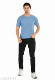 Mens cotton half sleeve round neck T-shirt, solid color, short sleeves, S, M, L sizes from India
