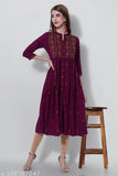 Rayon embroidered sequinned kurta by PURVIJA, three-quarter sleeves, India origin