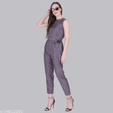 Women's sleeveless crepe printed jumpsuit, casual style from India