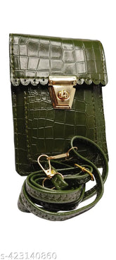 Sleek PU sling bag, textured net design, 3 compartments. Elite trendy mobile bag, free size (L8xW5xH1in), made in India