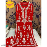 Rayon chikankari work kurta and plazzo set, printed net, three-quarter sleeves, rayon fabric