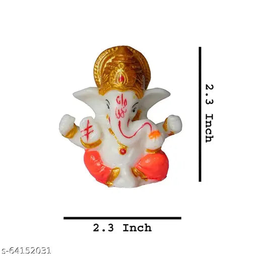 Yellow resin Ganesha idol for car dashboard - Pack of 1, ideal for home or office decor, gift-giving occasions, or temple use. Double-sided tape included for easy placement. Handmade in India