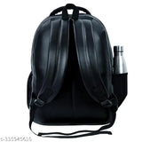 Black leather net waterproof casual backpack, spacious and durable with adjustable padded straps, perfect for school, office or travel