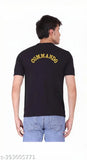 Army Yellow Half Commando Print Cotton Blend T-shirt for men, solid design on display