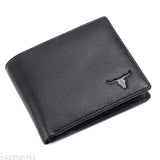 Black original leather men's wallet, RFID-protected with 2 compartments for essential money and documents
