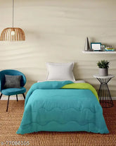 Olive green and aqua green 200GSM comforter (54x84), reversible polyester blend for all-season comfort