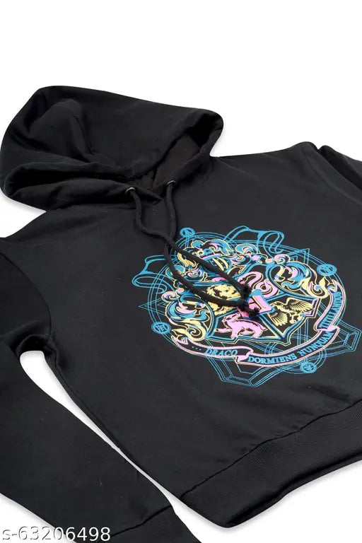 Black Harry Potter Hogwarts Neon Sigil Pure Cotton Hoodie for Kids - Wear magic on the go