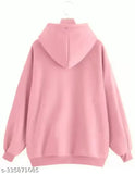 Pink BTS print fleece hoodie, stylish women's/girls wear with long sleeves, solid pattern, India origin
