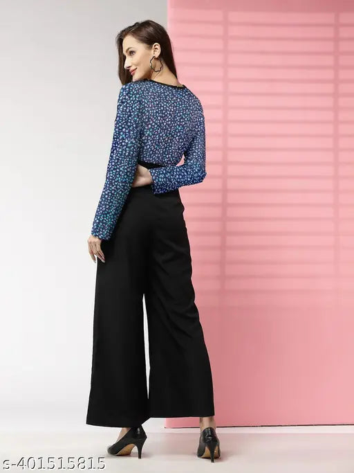 Floral print maxi Lycra jumpsuit, long sleeves, printed pattern, XS-XL sizes available
