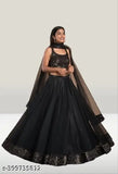 Velvet and net Bollywood embellished choli set with solid dupatta, Indian semi-stitched or unstitched clothing