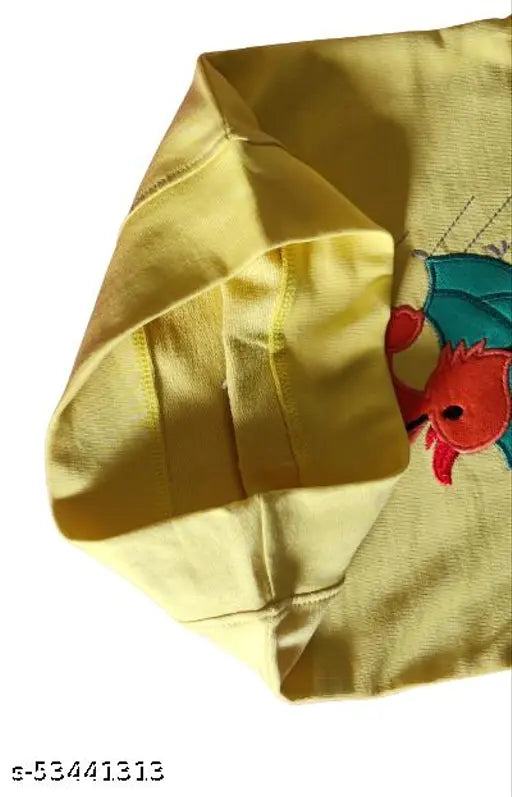 Soft pink, yellow, and charm pink loopknit cotton sweatshirt with embroidered applique work for kids, featuring round neck and long sleeves. (Size: 74cm '9/12 M, 80cm '12/18 M, 86cm '18/24 M, 92cm '24/36 M) Made in India