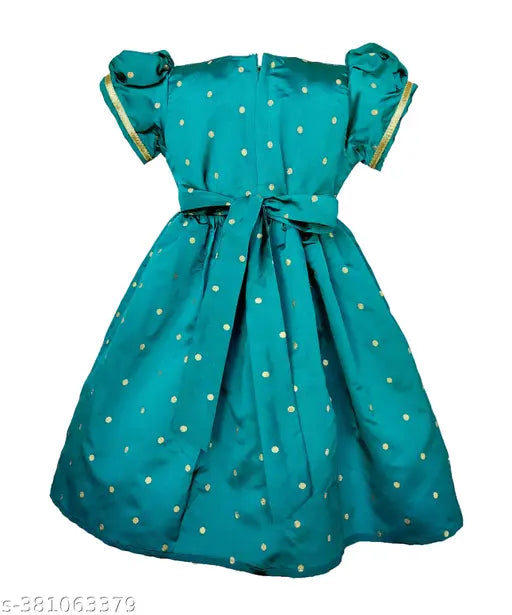 Green silk Paithani strap for toddlers, featuring intricate printed net pattern from India