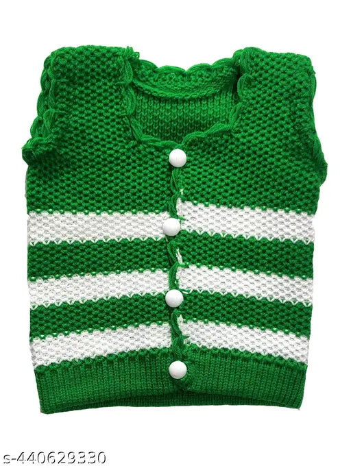 Striped wool sleeveless baby romper, 4 pack, Indian origin