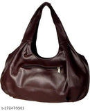 Brown PU hand massager bag with one compartment, solid pattern and free size