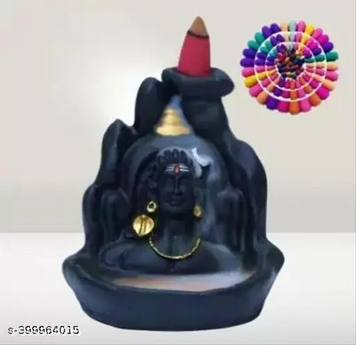 Multicolor polyresin Bhakti Murti Lord Buddha and Adiyogi idol with 51 cones for home decor, 14cm high, 9cm wide