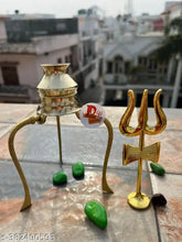 Brass Shivling Stand, 12cm diameter, Indian decorative Jalabhishek Lota without Shivling