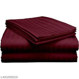 Luxurious 210 thread count Roomstyle180 TC Glace Cotton Plain Stripe Double Bed Sheet & Pillow Covers, 90x90 inch, Indian origin