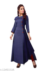 Rayon solid-colored three-quarter sleeve designer kurti by Madhuram Textiles, Indian ethnic wear
