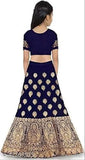 Embroidered satin lehenga-choli with dupatta set for girls parties, 14-15 years, Indian embroidery work