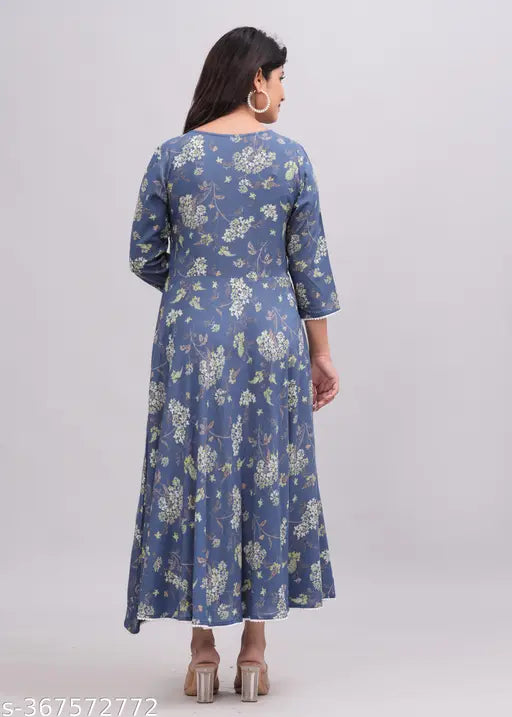 Viscose rayon Anarkali kurtas with floral print, suitable for any occasion, women's fashion from India