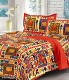 Cotton Jaipuri queen bedsheet with 2 pillow covers, 160 thread count, Indian-made home textile