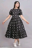 Classy black rayon kurta with printed combo, short sleeves, and XS-XXXL sizes