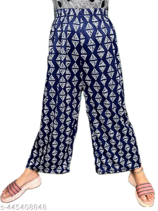 Soft lycra maxi printed women's pyjama/palazzo pants combo pack, free size (28-40), ideal for daily use