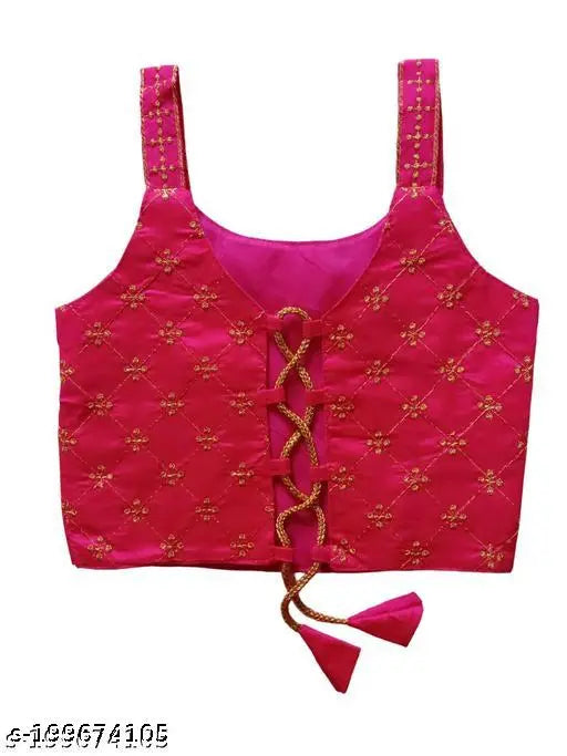 Kids cotton blend sleeveless embroidered lehenga cholis, net dupatta on display, Indian festive wear for 1-8 year olds (sizes 1-2, 2-3, 3-4, 4-5, 5-6, 6-7, 7-8)