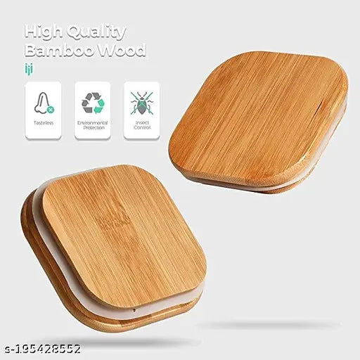 Glass & bamboo airtight spice jar (2 pcs, 1200 ML): ideal for pickles, dry fruits, honey storage