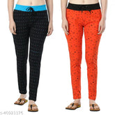 Multicolor cotton printed track pants (pack of 2), women's joggers for comfort and style. Soft joggers in sizes 28, 30, 32, 34, 36 - made in India