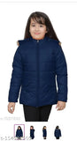 Stylish fur winter jacket for baby girls (12-6 years), warm nylon with self-design net, India origin