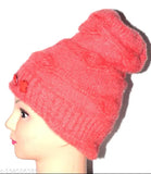 Woolen cap WQ2, solid design for women & girls, fur-lined interior, handmade Indian winter accessory