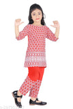 Red & navy blue embroidered cotton blend kurti for girls, suitable for parties, weddings, and festivals like Diwali, Navratri, Christmas. Imported quality ensures durability for 2 years
