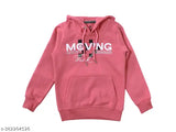 Pink cotton blend hoodie for kids with long sleeves and printed net pattern, suitable for ages 3-4 years (chest size: 14 in, length size: 19 in), made in India