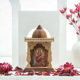 Handcrafted wooden Ambe Mataji temple idol, Indian collectible for car dashboard or home decor