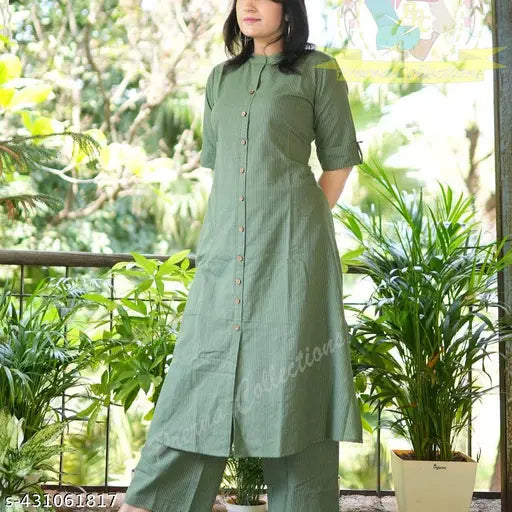 Trending striped Kathan cotton coord set, chic kurta & pants combo for everyday wear - premium comfort & modern design for women/girls