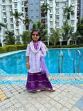Purple Shibori print mulmul cotton skirt-top with dupatta, traditional ethnic wear for toddlers and kids, 12-18 months to 6-7 years