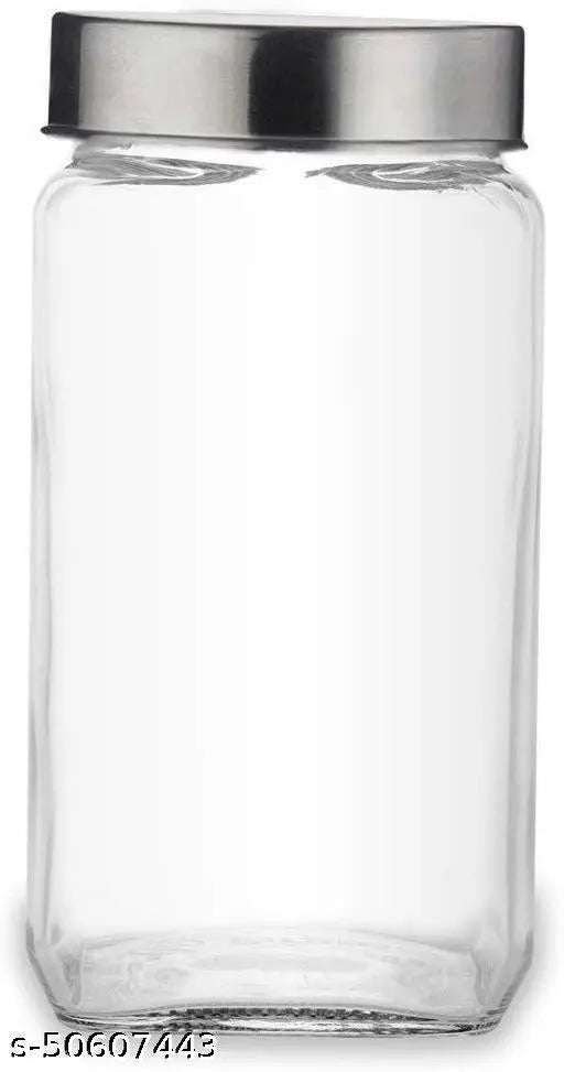 Transparent glass kitchen containers, 6-piece set in square cubical design (1L each), ideal for snacks, dry fruits, coffee beans, and more. Clear glass adds style while the airtight lids ensure freshness. Perfect for pantry storage or countertop display