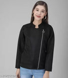 Woolen solid-colored zipper jacket for women, long sleeves, XS-XL. Handmade Indian women's fashion jacket