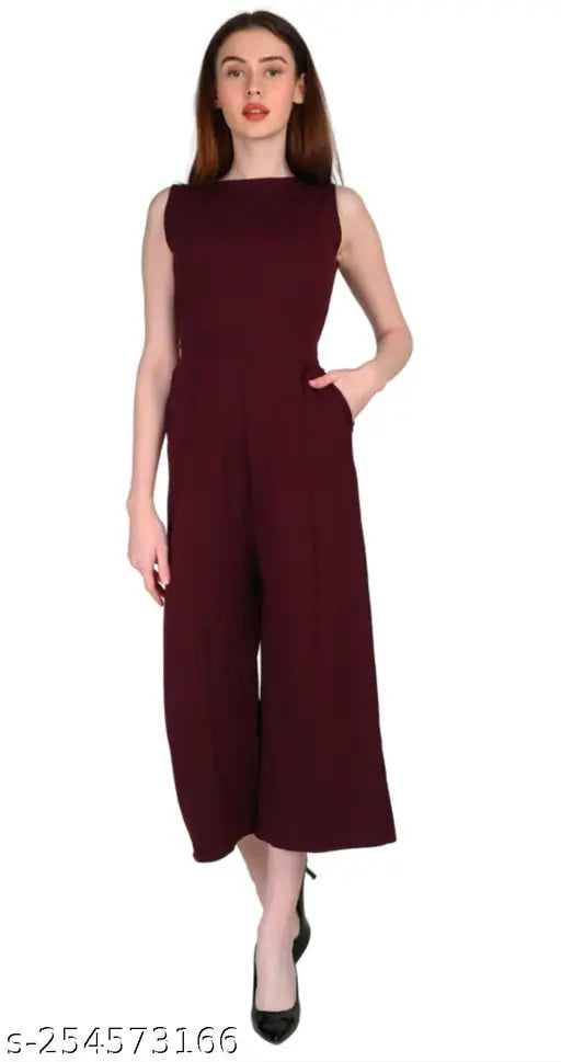 Stylish cotton blend tiger style jumpsuit for women and girls, solid pattern, sleeveless, party wear