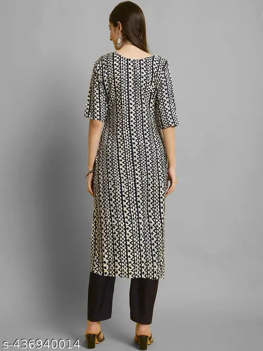 Premium printed crepe kurta & palazzo set, three-quarter sleeves, Indian women's ethnic wear