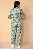 New rihan jumpsuit, 100% cotton, printed design, high-quality stitching. Indian-made fashion wear with three-quarter sleeves