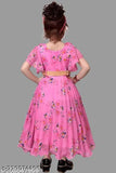 Girls pink cotton blend ethnic gown, printed net, short sleeves, India origin, size 4-5 years